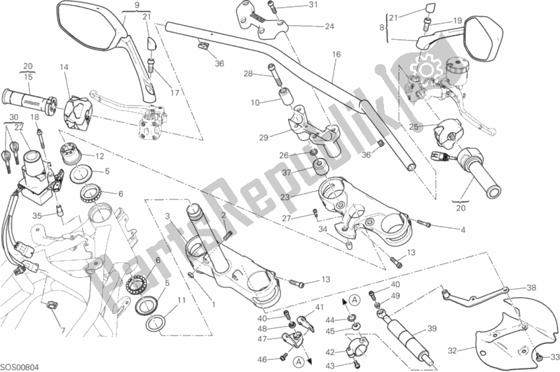 All parts for the Handlebar of the Ducati Multistrada 1200 Enduro Thailand 2017